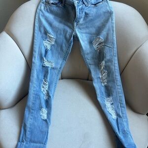 DL1961 Blue Skinny Jeans Distressed Vintage Look